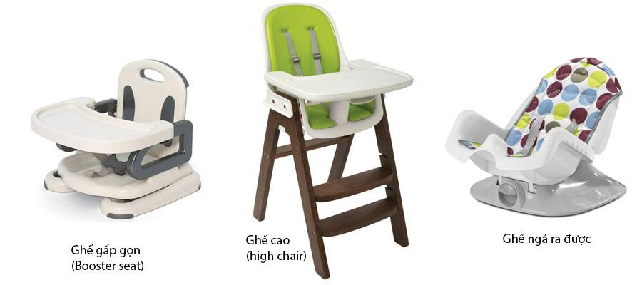 3 loại ghế ăn dặm cho bé phổ biến. (Ảnh minh họa)