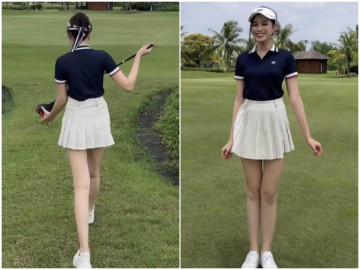 Mới chơi môn nhà giàu, Đỗ Hà diện váy siêu ngắn khoe chân “đẹp nhất Việt Nam”