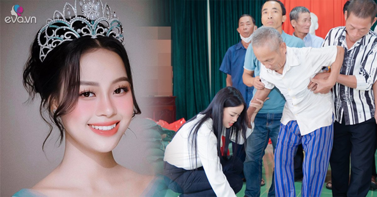 View - Không son phấn, Á hậu Đào Thị Hiền mặc áo trắng vẫn sáng bừng khi đi từ thiện, có hành động đáng khen