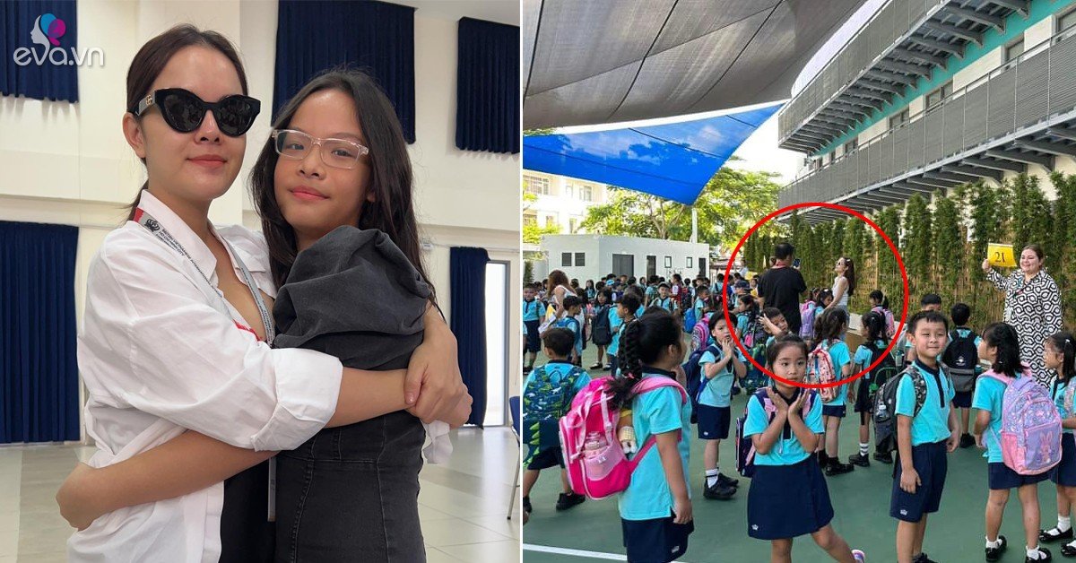View - Phạm Quỳnh Anh đưa con đi tựu trường, mặc áo mua đâu cũng có, nổi bật giữa dàn phụ huynh