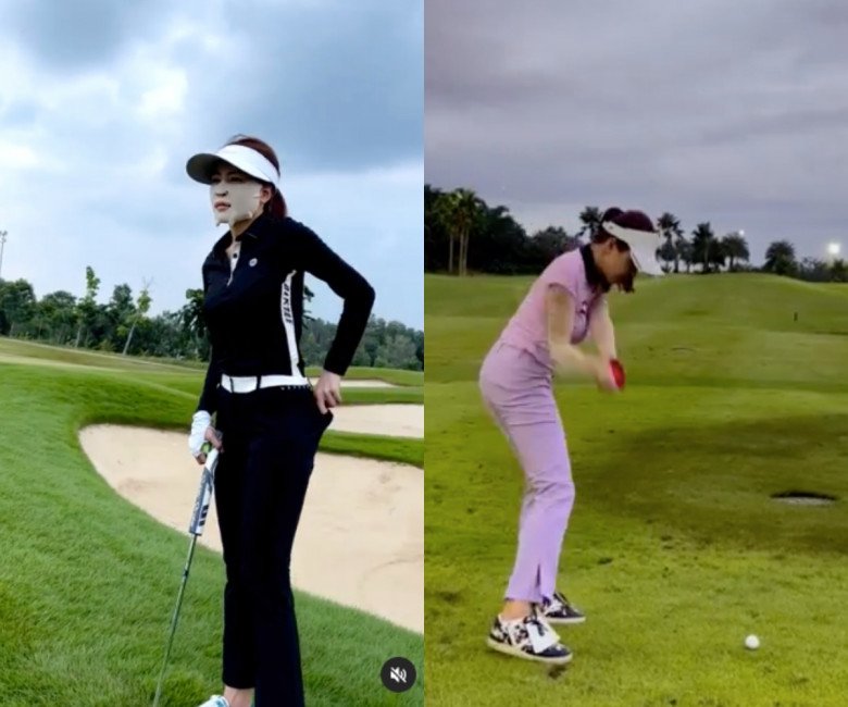 Trâm Anh song song với đó còn phối hợp cả cách giữ dáng với golf.