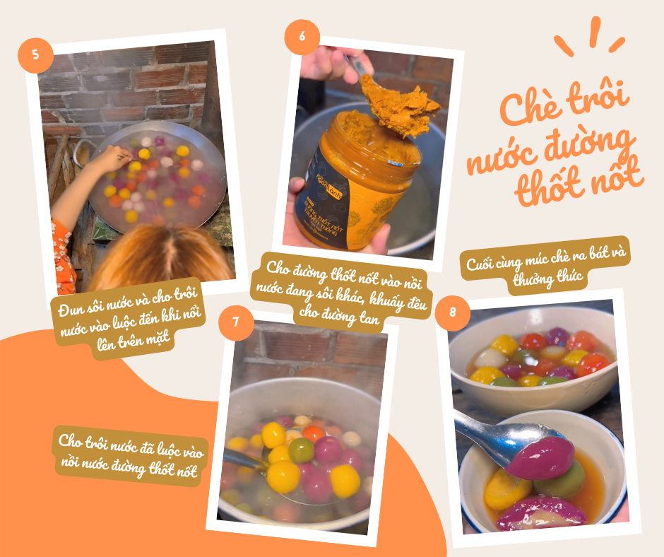 Nếu chỉ sử dụng nếp trắng truyền thống, trong vòng nửa tiếng là bạn có thể hoàn thiện được nồi chè trôi nước đường thốt nốt thơm phức để đãi cả gia đình rồi!