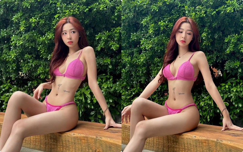 Hình ảnh cô nàng này diện bikini 2 mảnh màu hồng đang được chia sẻ rất nhiều trên khắp các diễn đàn mạng những giờ gần đây.
