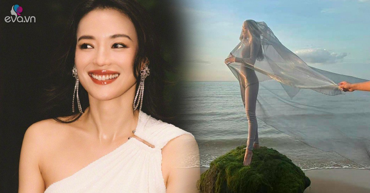 View - Người đàn bà có khuôn miệng đẹp nhất châu Á lọt ảnh hậu trường quấn khăn trên biển, hàng triệu người tròn mắt