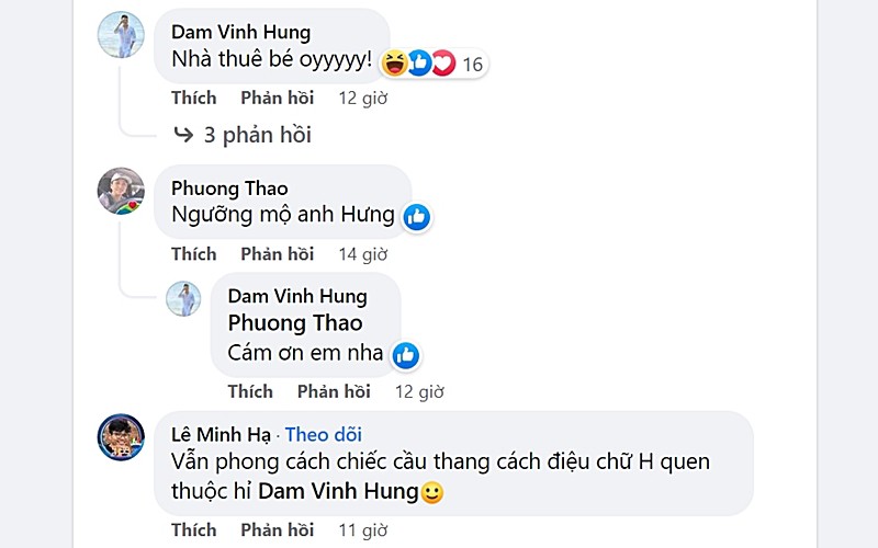 Tuy nhiên bên dưới bài đăng của cô em, Đàm Vĩnh Hưng đã bình luận: 'Nhà thuê bé ơi!'. Dường như vừa vui đùa, vừa để tránh sự soi mói nên Đàm Vĩnh Hưng đã nói đây là nhà thuê.
 
