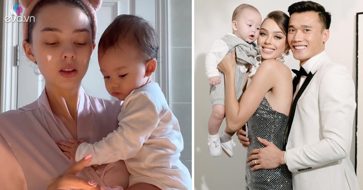 View - Vợ Tây của Bùi Tiến Dũng lộ nhan sắc thật cực hot, cảnh vừa bế con vừa làm đẹp thấy thương