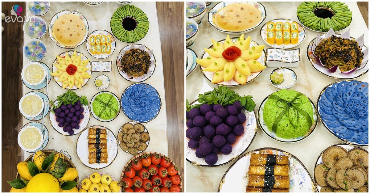 View - Mẹ đảm khoe mâm cỗ chay 13 món cúng Rằm mất 6 tiếng để hoàn thành, nhìn mà ngợp mắt vì quá ngon, đẹp