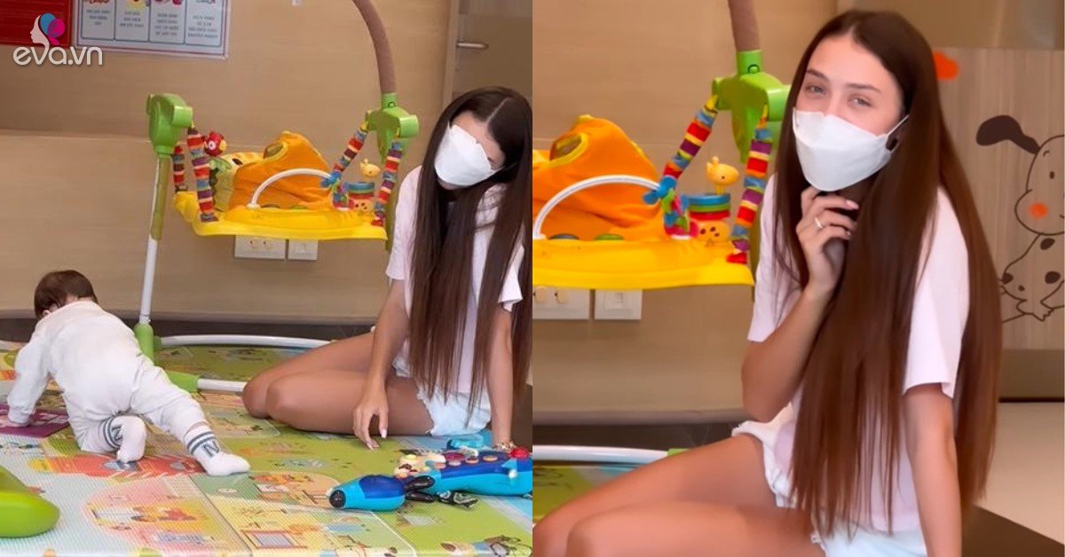 View - Vợ Ukraine của Bùi Tiến Dũng xinh như búp bê sống, làm mẹ rồi lộ quầng thâm mắt, ngủ gật chăm con, ai cũng thương