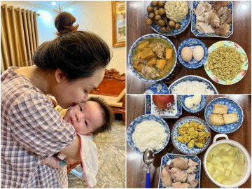 Mẹ Hà Nội nấu cơm cữ kiểu truyền thống toàn móng giò với thịt rang nghệ mà không hề ngán, gọi sữa về tràn trề