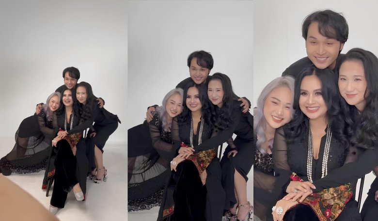 Diva Thanh Lam quây quần bên 3 con Hồng Vân, Thiện Thanh và Đăng Quang.