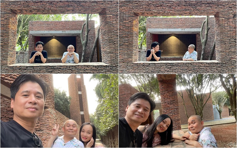 Vợ chồng Tấn Minh - Thu Huyền cũng từng ghé thăm công trình của Xuân Hinh và thích thú chụp bên những bức tường gạch.

