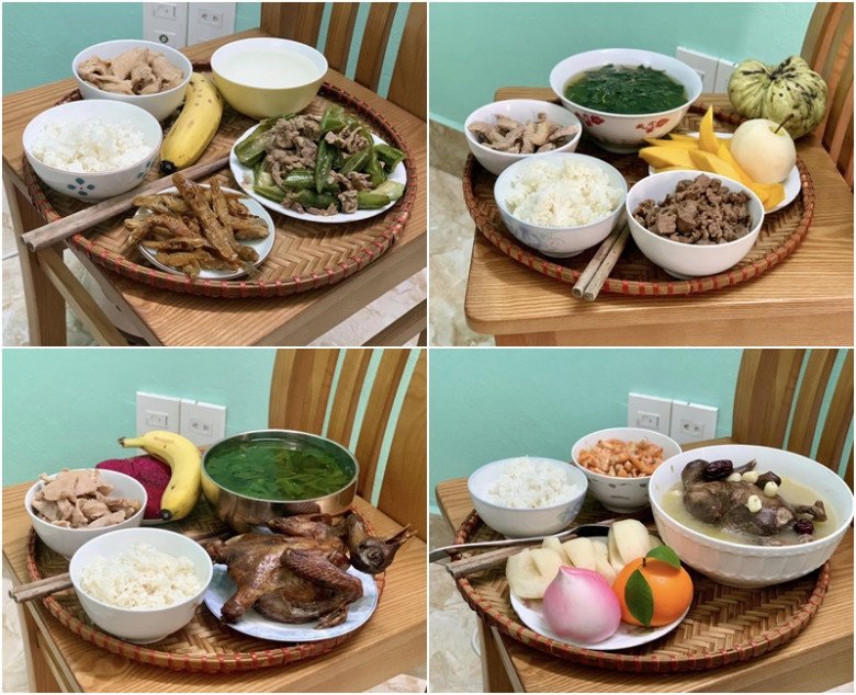 Nhìn những bữa cơm cữ bình dị mà đủ chất, các mẹ bỉm nhìn vào chỉ biết ước. (Ảnh: NVCC)