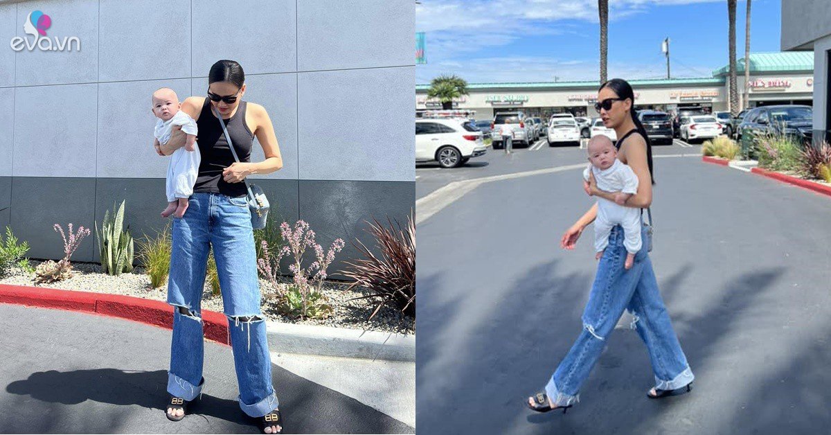 View - Hoa hậu Dương Mỹ Linh gây thót tim với cách bế con 4 tháng tuổi không giống ai khi đi dạo phố