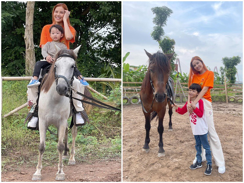 Kỳ Hân khoe khoảnh khắc cho 2 con đi trải nghiệm cưỡi ngựa ngày cuối tuần đầy vui vẻ. Nàng cựu người mẫu chia sẻ: 'Cuối tuần dành hết thời gian cho các con yêu của mẹ!'
