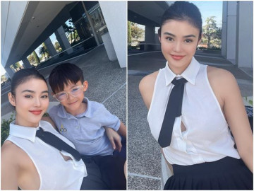 Hoa hậu ăn chơi Việt hút ánh nhìn khi đưa con đi học ở Mỹ, phụ huynh mà trẻ đẹp như chị của con trai