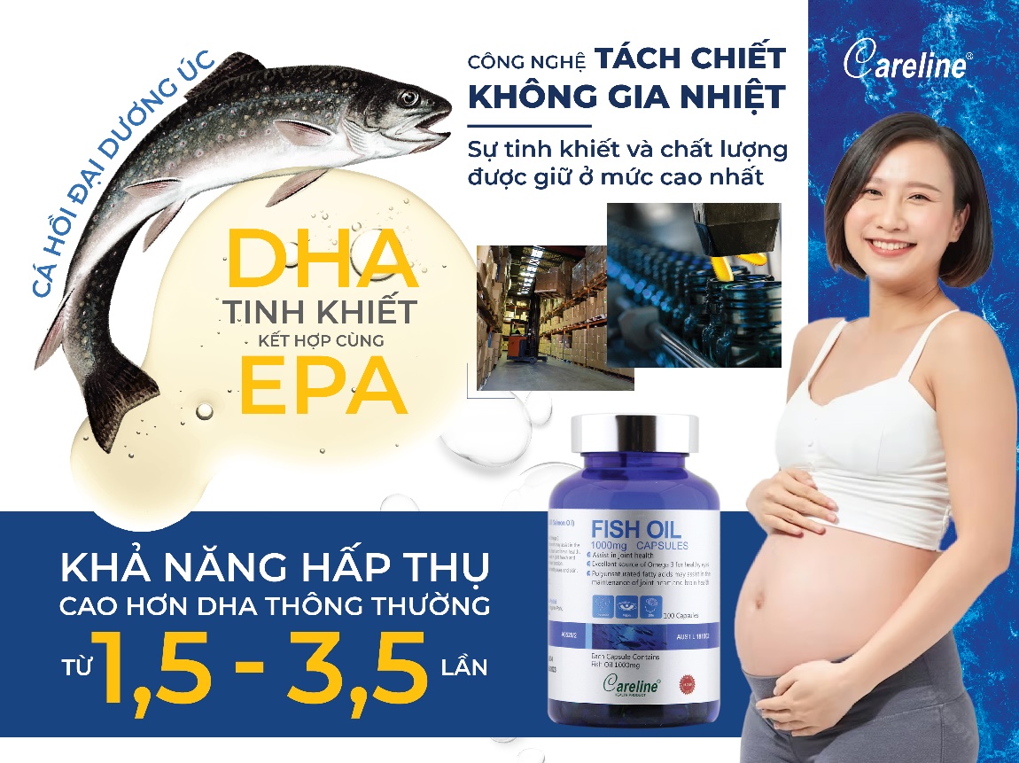 DHA bầu cá hồi Careline – Vượt trội về thành phần và khả năng hấp thu vào mẹ cũng như thai nhi