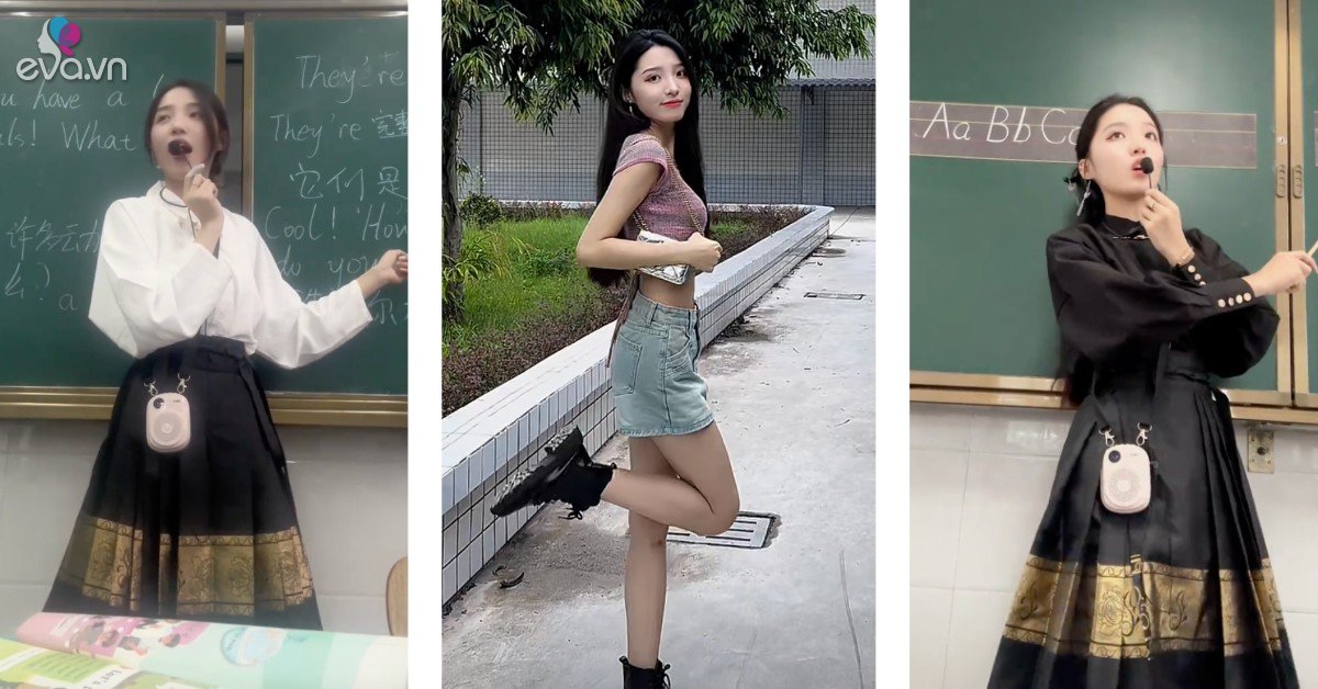 View - Cô giáo xinh đẹp đi dạy mặc đẹp như nữ thần cổ trang, thoát vai giáo viên diện váy ngắn như hot girl