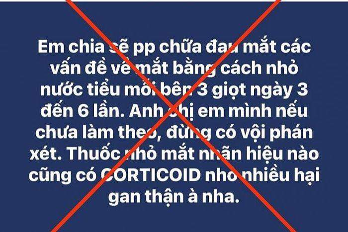 Phương pháp chữa bệnh bằng cách nhỏ nước tiểu vào mắt đang được chia sẻ trên mạng xã hội. Ảnh: Mạng xã hội.