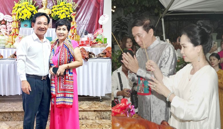 NSND Minh Hằng, vợ chồng NSND Lan Hương cùng nhiều nghệ sĩ gạo cội khác tham gia buổi cúng Tổ nghiệp tại Thạch Thất của nghệ sĩ Quang Tèo.