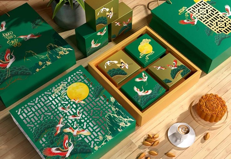 Vỏ hộp bánh bằng giấy cứng, có vách chia