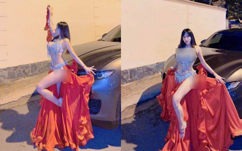 Cô thường xuất hiện trong các thiết kế Belly Dance với phần vải màu sắc, phần cúp ngực được đính đá lấp lánh.
