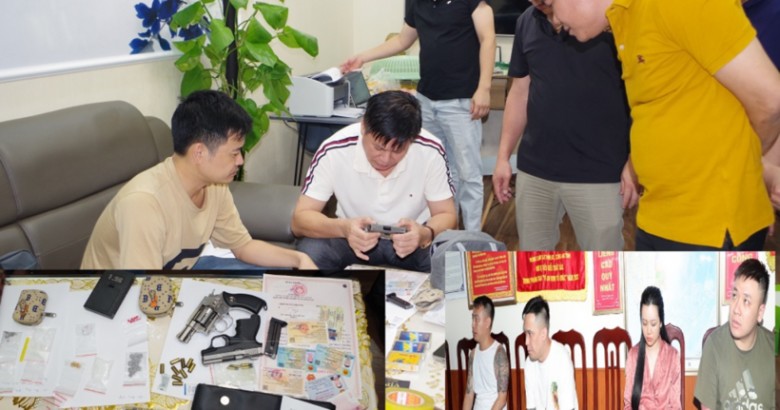 Cơ quan Công an khám xét nơi ở của các đối tượng và tang vật vụ án. (Ảnh: Công an tỉnh Hà Nam)