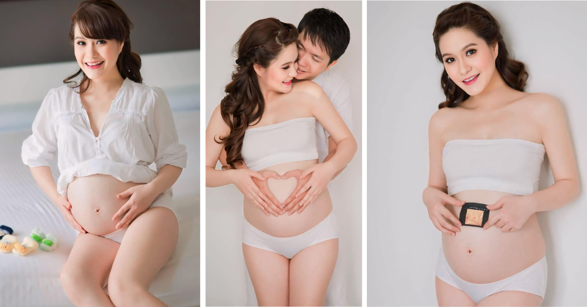 Đoàn Di Băng chụp ảnh khi mang thai lần đầu.