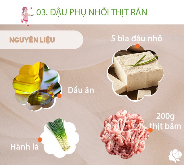 Chuẩn bị: 5 bìa đậu nhỏ, 200g thịt băm, hành lá, bột canh, dầu ăn.