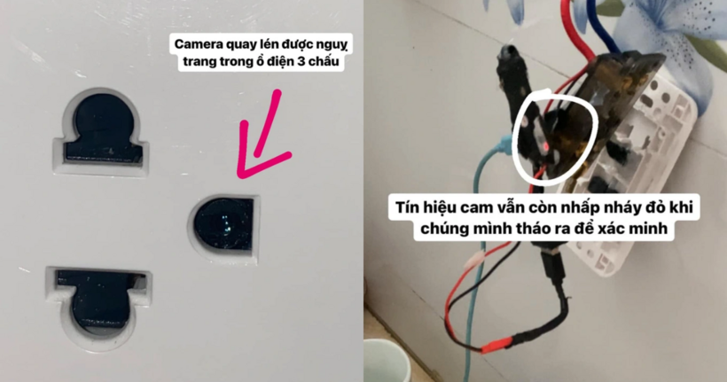 Camera giấu kín trong ổ điện.