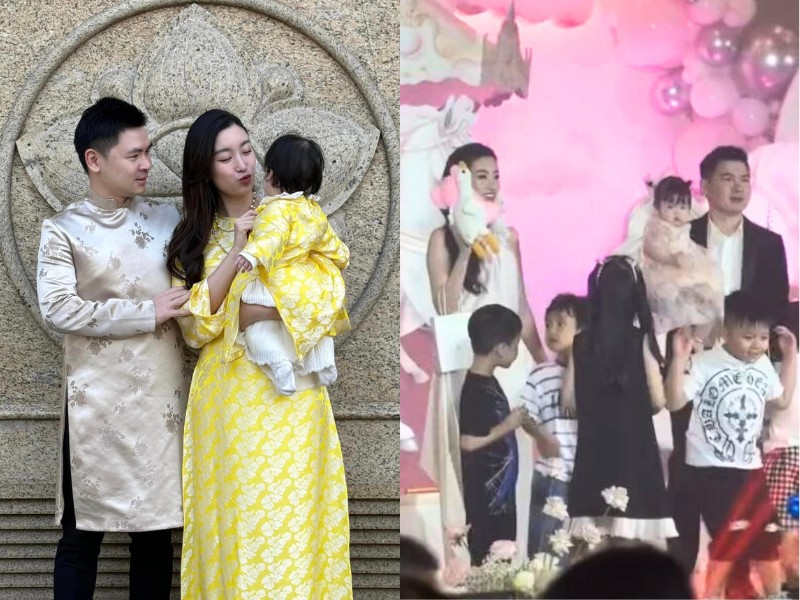 Mới đây, Hoa hậu Đỗ Mỹ Linh và Chủ tịch Đỗ Vinh Quang đã tổ chức sinh nhật tròn 1 tuổi hoành tráng cho con gái đầu lòng. Buổi tiệc riêng tư có sự tham gia của ông bà 2 bên và bạn bè thân thiết của cặp đôi, hình ảnh chỉ được khách mời hé lộ.
