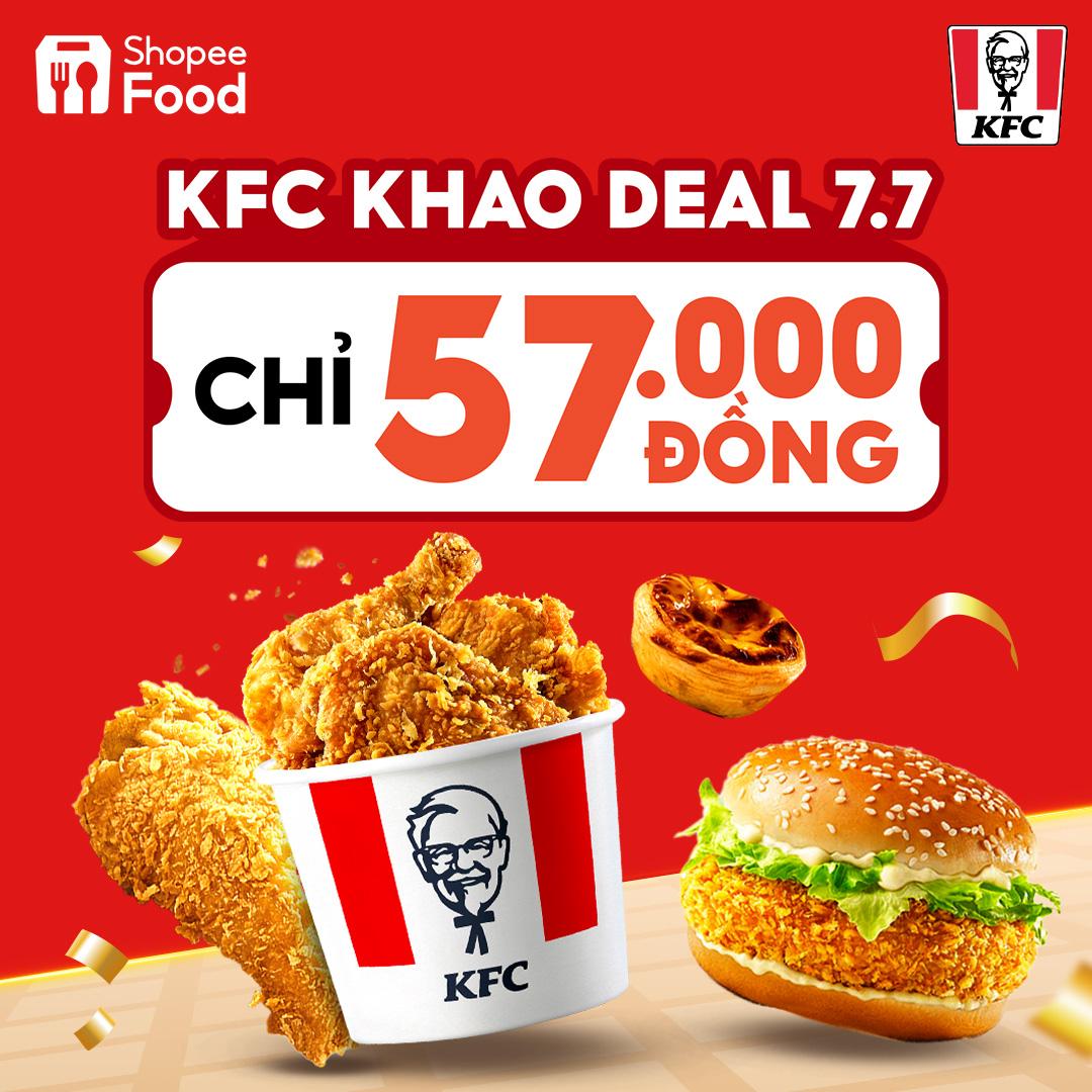 Đừng quên nhập voucher 77SPFKFC20 để được giảm ngay 20.000 đồng trên tổng hóa đơn, duy nhất tại ShopeeFood 7.7.