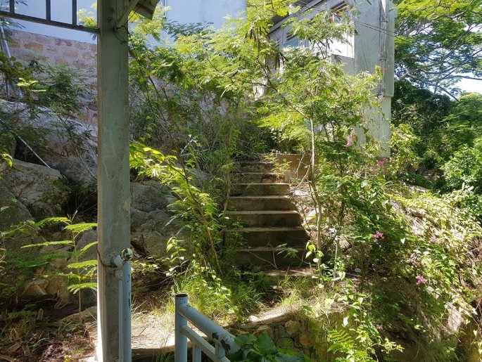 Từ lối đi phía dưới dẫn lên đến biệt thự là những bậc tam cấp được xây dựng bằng những viên đá hoa cương