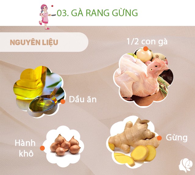 Chuẩn bị: 1/2 con gà ta (700g), gừng, hành khô, nước mắm.