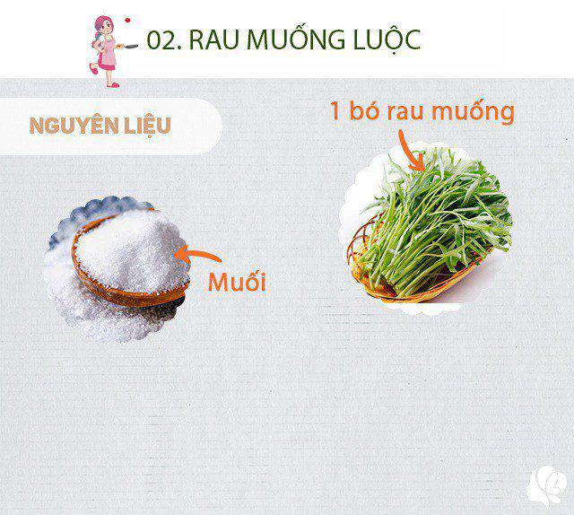 Nguyên liệu: 1 bó rau muống, 1 ít muối.