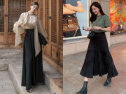 Thời trang - Sắm đúng 1 chiếc chân váy đen dài, chị em có 7 cách mặc đẹp khó chê