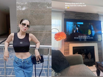 Lệ Quyên flex độ giàu có, phòng rộng nên mua tivi cỡ đại, ra nước ngoài bị "nhìn chằm chằm" khi mặc áo hở eo