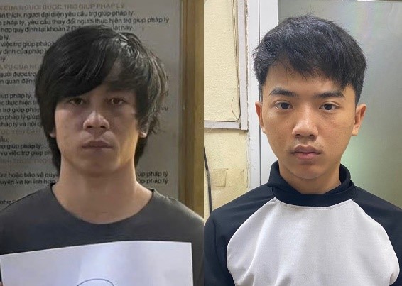 Hai bị can tại cơ quan công an. Ảnh: Công an TP Hà Nội
