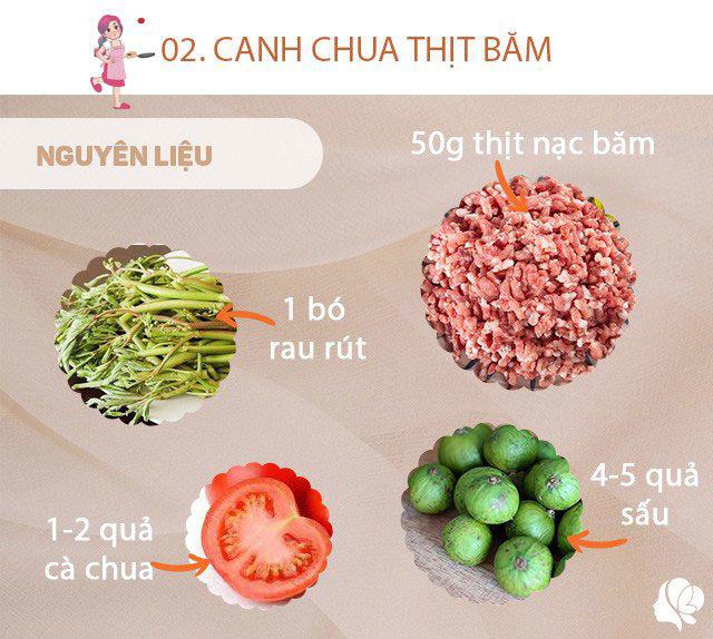 Nguyên liệu: - Thịt băm: 50g - Cà chua: 2 quả - Sấu: 4-5 quả - Rau rút: 1 mớ - Hành hoa: 2 nhánh - Hành khô: 1 củ - Gia vị: dầu ăn, bột nêm, bột canh, mì chính.