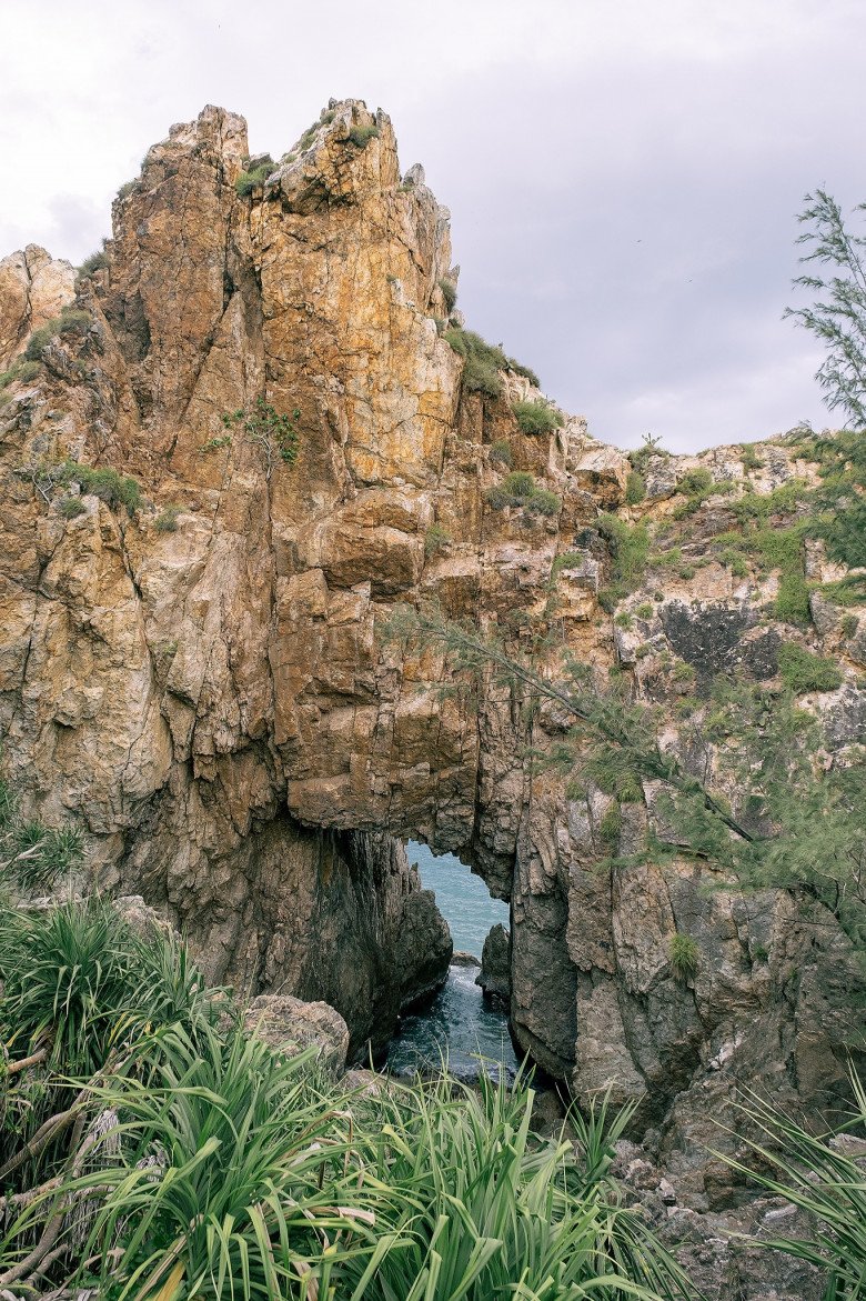 A close-up of the unique rock formations at Mũi Vi Rồng, showcasing their natural beauty.