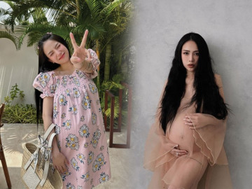 Gần lên bàn đẻ lần 3, ái nữ tập đoàn nhựa vẫn khoe bụng bầu với đầm xuyên thấu không kém gì ai