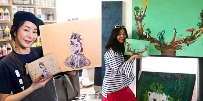 Lee Hye Young hay bán tranh và dùng tiền để làm từ thiện.