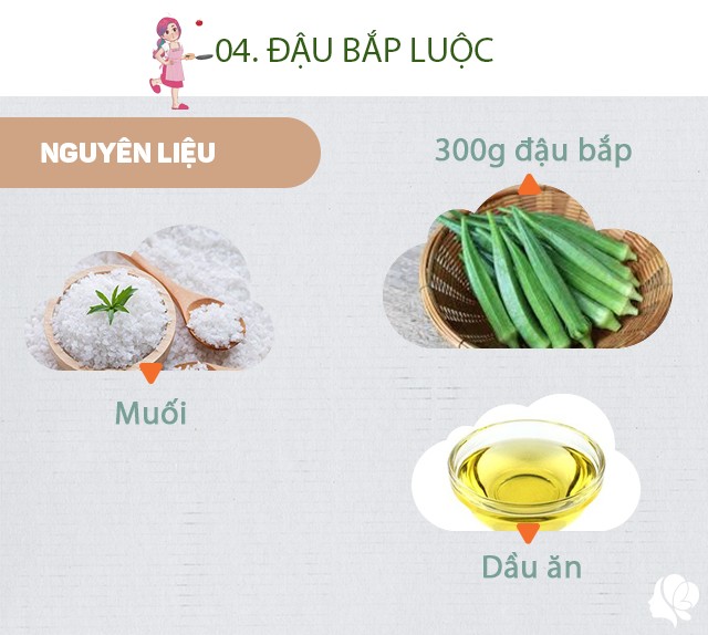 Chuẩn bị: 300g đậu bắp, muối, dầu ăn.