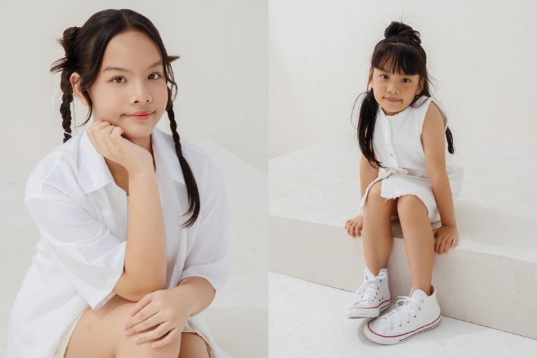 2 cô con gái lớn nhà Phạm Quỳnh Anh nay đã trổ mã như thiếu nữ.