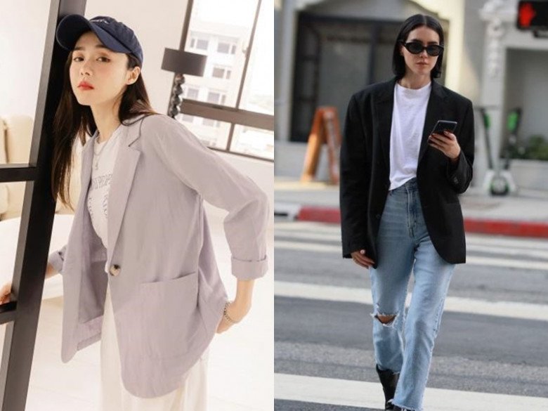 Áo vest hay blazer phối cùng áo phông sẽ rất hợp cho chị em diện nơi công sở.