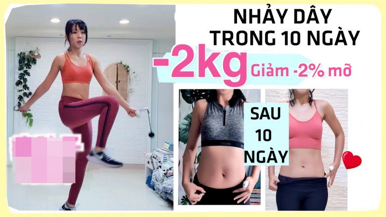 Nữ Youtuber người Trung đã giảm 2kg và giảm 2% mỡ sau 10 ngày nhảy dây.