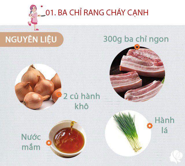 Chuẩn bị: 300g ba chỉ ngon, nước mắm ngon, 2 củ hành khô, vài nhánh hành lá, 1 quả ớt sừng, nước hàng (tùy ý), bột canh, hạt tiêu.