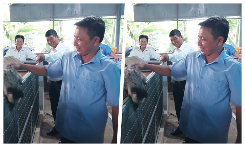 Anh nông dân giàu to nhờ nuôi chồn hương. Ảnh: Báo Long An