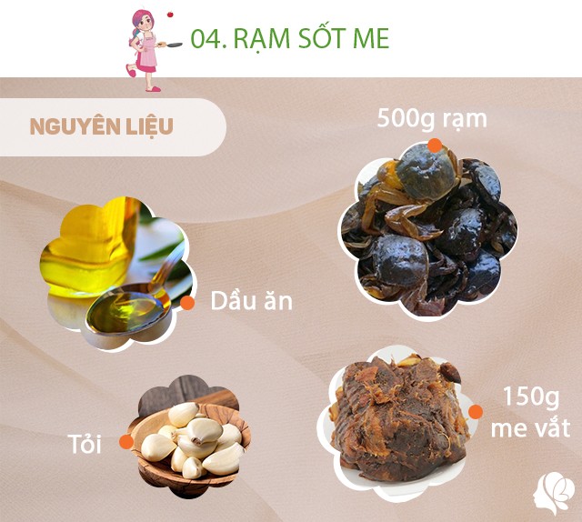 Chuẩn bị: - Rạm: 500g - Me chín: 150g (me vắt) - nước ấm: 400ml - tương cà: 4 muỗng canh - đường: 4 muỗng canh - tỏi và gừng băm nhuyễn