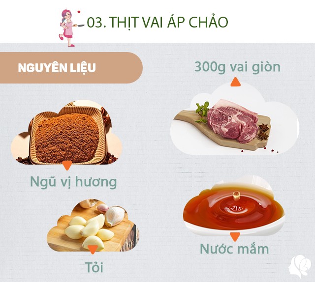 300g thịt vai giòn, tỏi, nước nắm, ngũ vị hương, dầu ăn, hành khô.