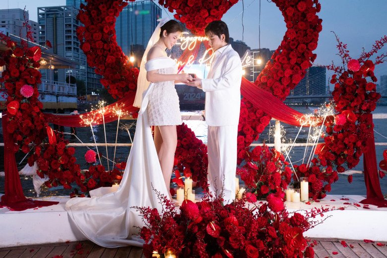 Hh phương lê khoe trọn không gian lễ đính hôn ngập hoa hồng với vũ luân đanh thép đáp trả khi bị nói làm lố - 1